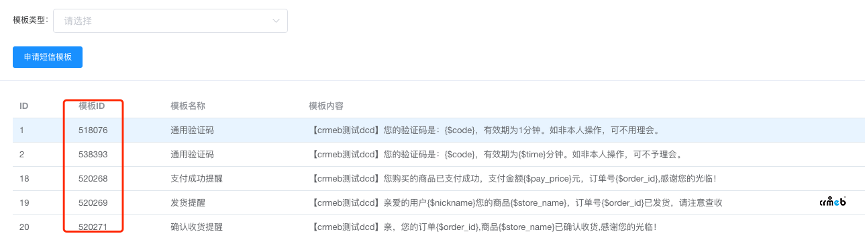多商户系统更换短信模板操作